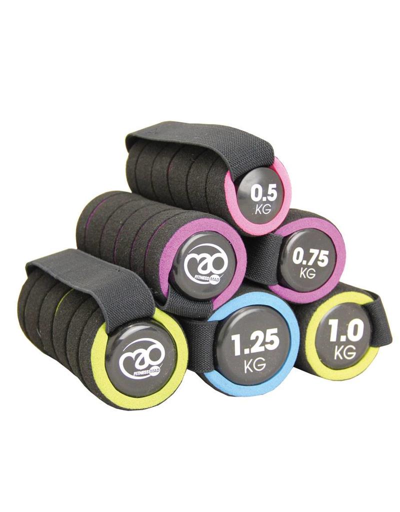 FITNESS MAD Pro Aerobic dumbbells paar 1 kg met handvat (2 x 0.5 kg) soft grip Zwart Roze