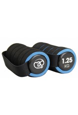 FITNESS MAD Pro Aerobic dumbbells paar 2.5 kg met handvat (2 x 1.25 kg) soft grip Zwart Blauw