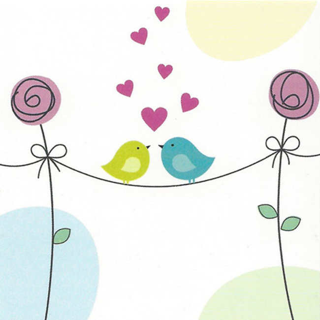 Wenskaart 'Lovebirds' (7x7cm)