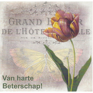 Wenskaart 'Van harte beterschap' (7x7cm)