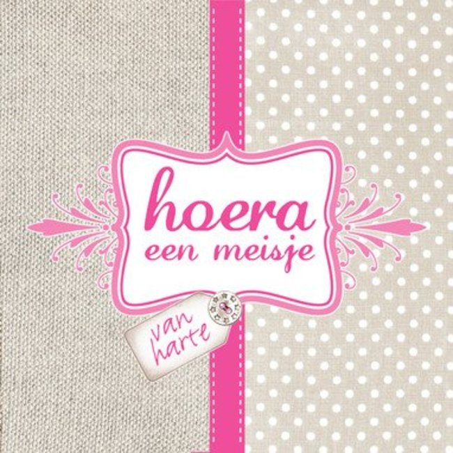 Greeting Card 'Hoera een meisje' (13x13cm)