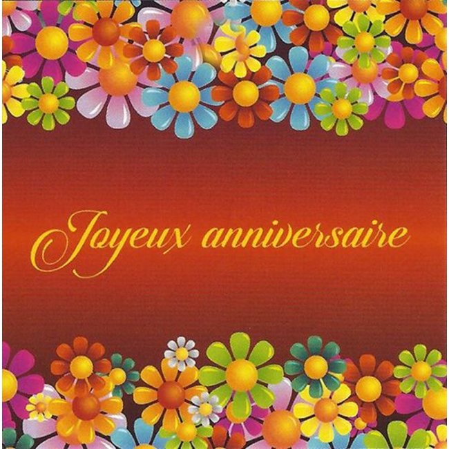 Grußkarte 'Joyeux Anniversaire' (7x7cm)