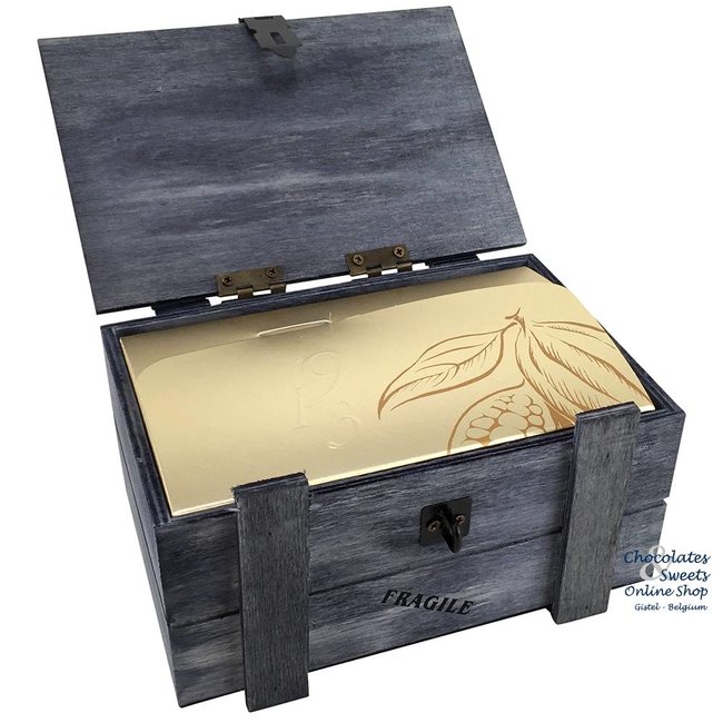 Gray Wooden Casket with 500g of Assorted Belgian Chocolates