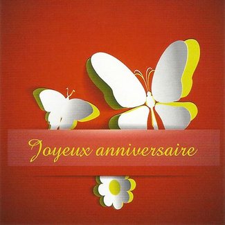 Grußkarte 'Joyeux Anniversaire' (7x7cm)