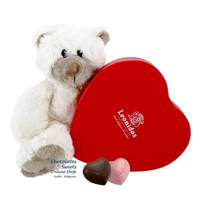 Leonidas Boîte (12 coeurs) et Ours en peluche Snoozy (20cm)