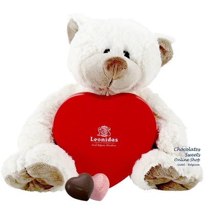 Leonidas Boîte (12 coeurs) et Ours en peluche Snoozy (30cm)