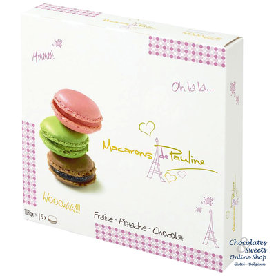 9 Macarons: Strawberry, Pistachio and Chocolate