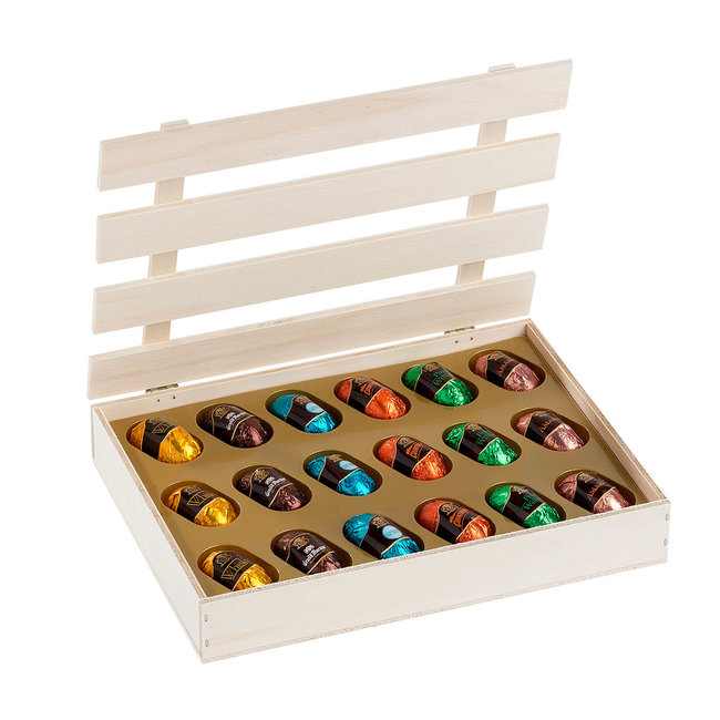 Leonidas Houten kistje met 18 likeurpralines/bonbons