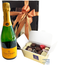 500g Pralinen und Flasche Champagne Veuve Clicquot