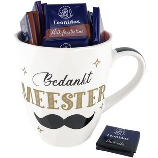 Mug 'Bedankt Meester' Napolitains 250g