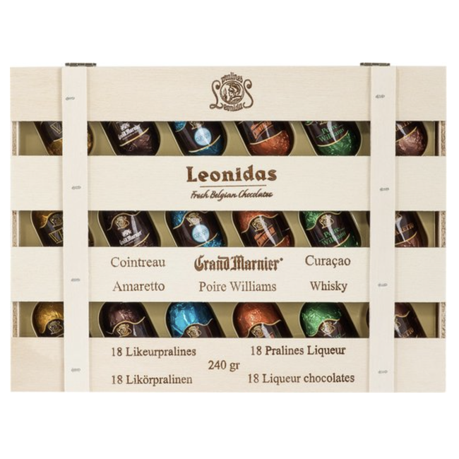 Leonidas Holzkiste mit 18 Likörpralinen