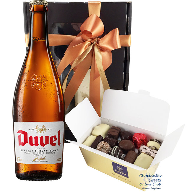 500g chocolats Leonidas et une bouteille de Duvel 75cl