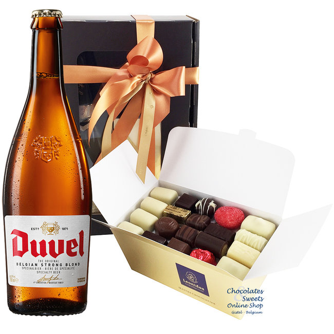 1kg Leonidas chocolates and a bottle of Duvel 75cl