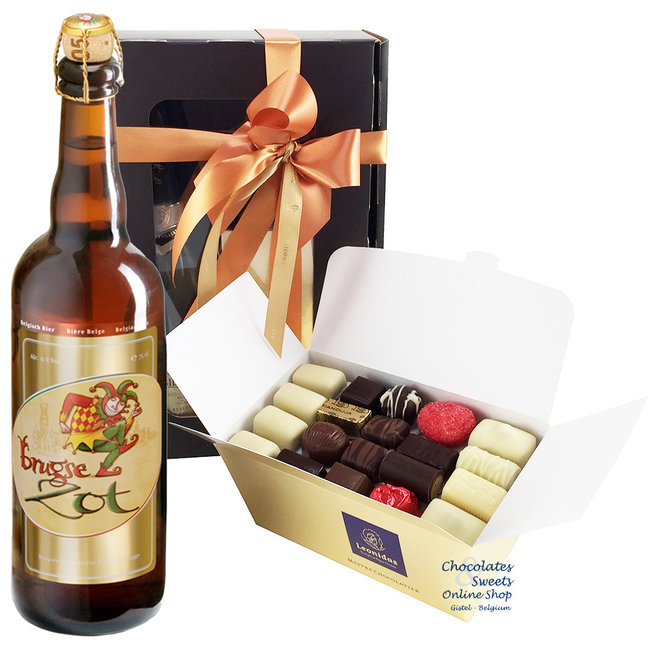 1kg Leonidas chocolates and a bottle of Brugse Zot 75cl