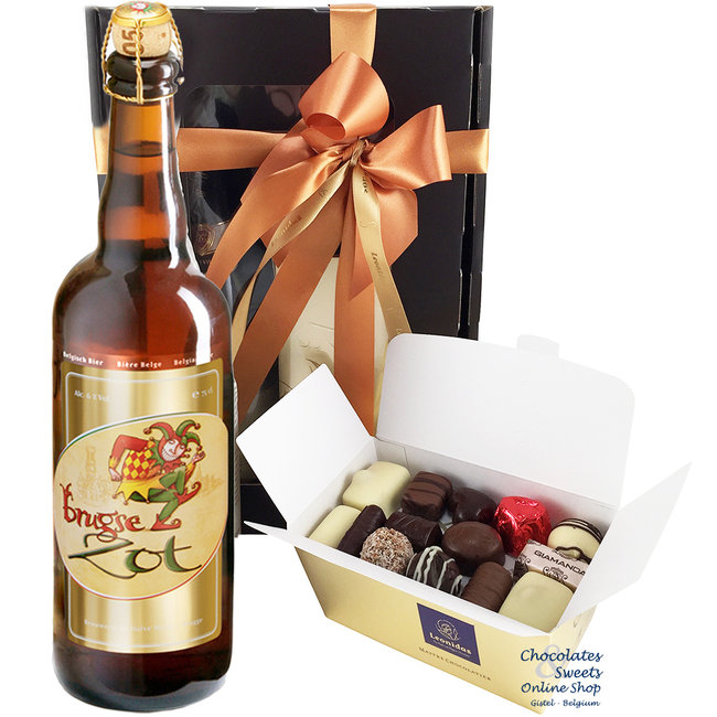 500g Leonidas chocolates and a bottle of Brugse Zot 75cl