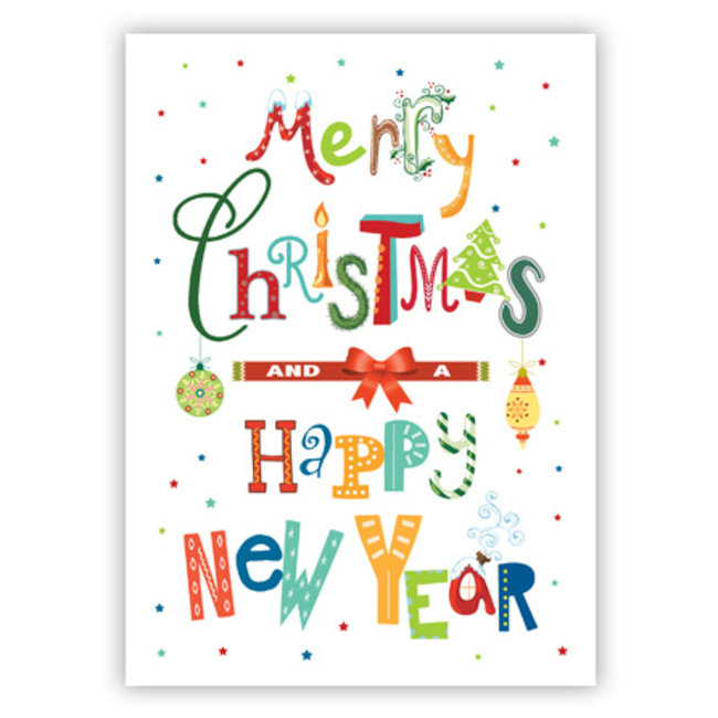 Grußkarte 'Merry Christmas & Happy New Year' (11x17cm)