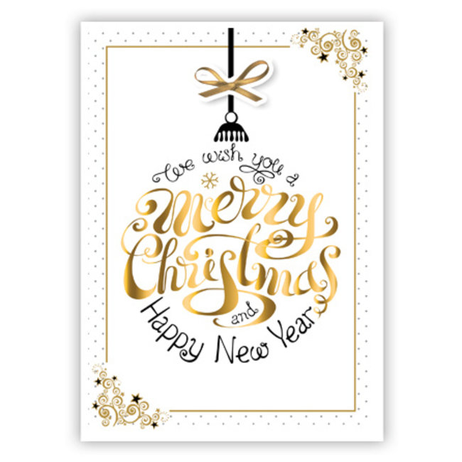 Grußkarte 'Merry Christmas & Happy New Year' (11x17cm)