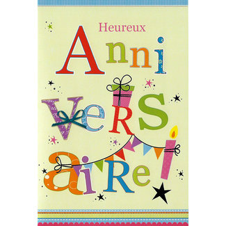 Carte de voeux 'Heureux Anniversaire' (11x17cm)