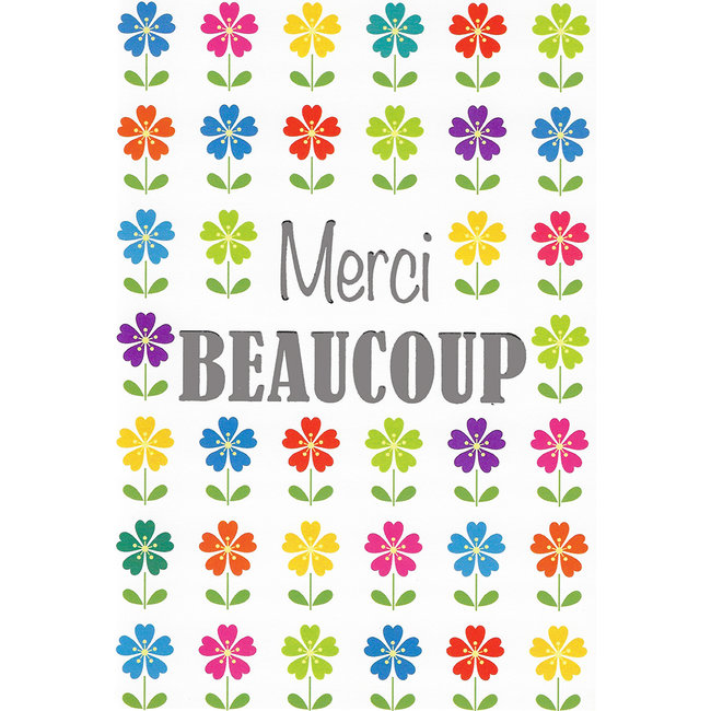 Grußkarte 'Merci BEAUCOUP' (11x17cm)