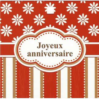 Grußkarte 'Joyeux Anniversaire' (7x7cm)
