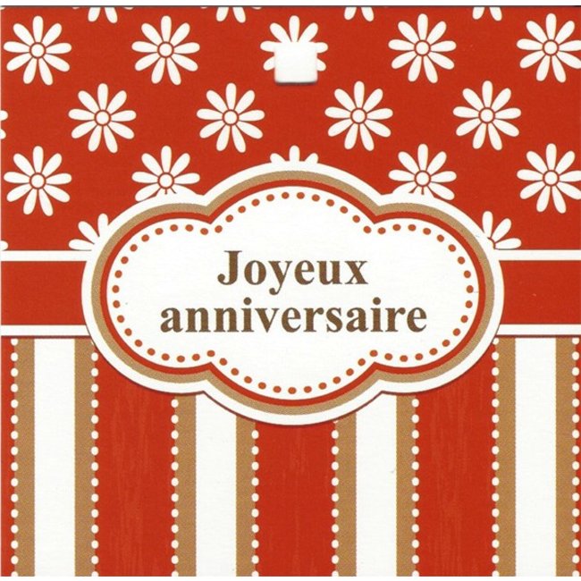 Wenskaart 'Joyeux Anniversaire' (7x7cm)