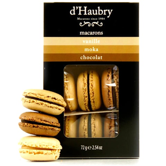 Macarons vanille, mokka en chocolade VOORDEELPAK (12x6)