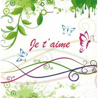 Wenskaart 'Je t'aime' (7x7cm)