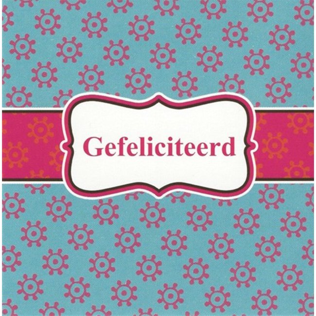 Carte de voeux 'Gefeliciteerd' (7x7cm)