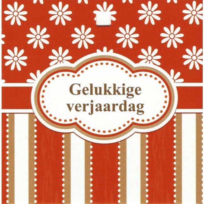 Grußkarte 'Gelukkige verjaardag' (7x7cm)