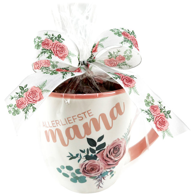 Ceramic mug 'Allerliefste Mama' with 250g Seashells