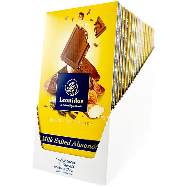 Leonidas Bar of Milk chocolate with salted almonds 100g (20 pieces)