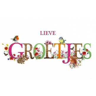 Wenskaart 'Lieve groetjes' (11x17cm)