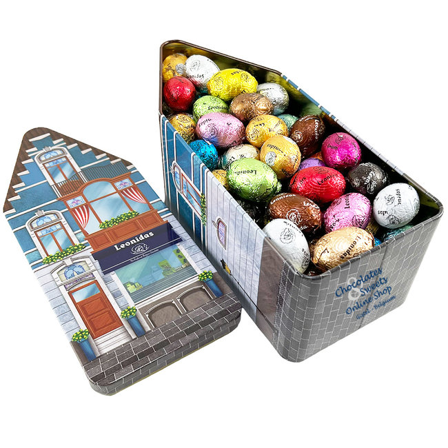 Leonidas Tin house - 1kg small Easter Eggs