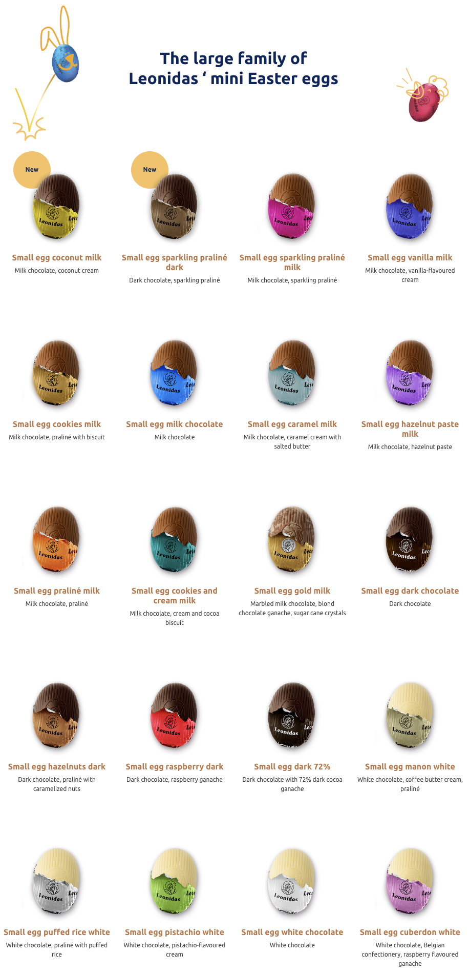 Leonidas assortment of small Easter eggs 2023