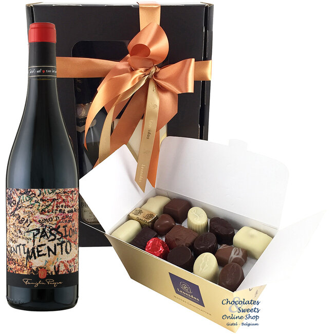 Leonidas 750g Pralinen und eine Flasche Rotwein