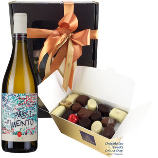 Leonidas 750g Chocolates and bottle of White Wine