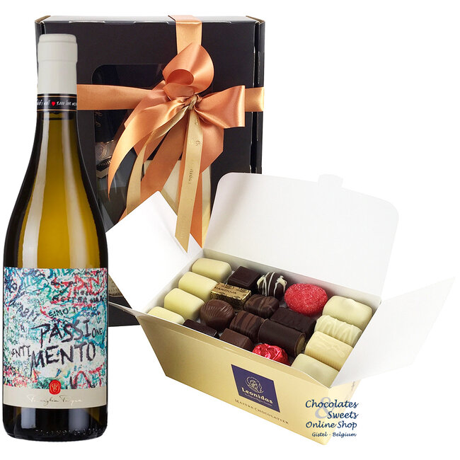 Leonidas 1kg Chocolates and bottle of White Wine