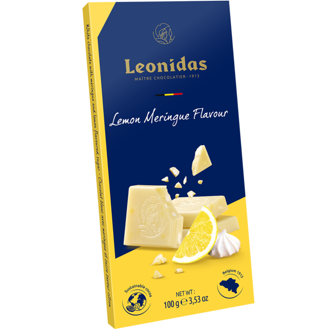 Leonidas Tablet white chocolate meringue lemon flavour 100g