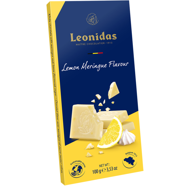 Leonidas Tablet witte chocolade meringue citroensmaak 100g