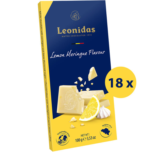 Leonidas Tafel weiße Schokolade Baiser Zitronengeschmack 100g (18 Stück)
