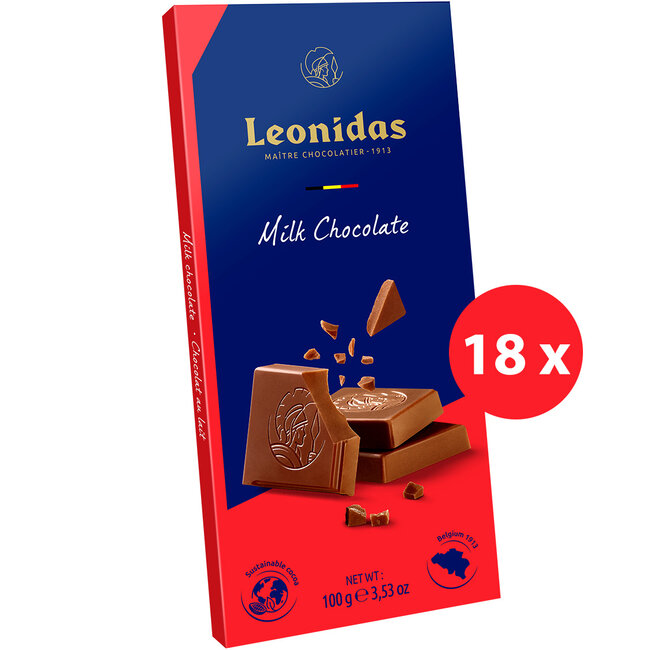 Leonidas Tablette chocolat au lait 30% 100g (18 pièces)