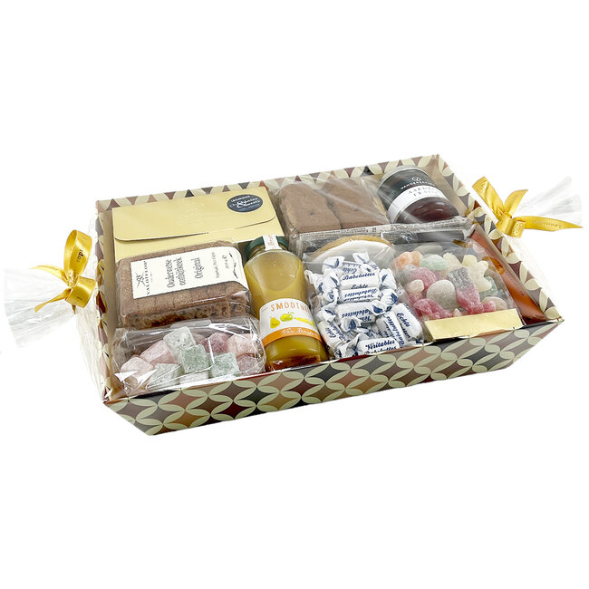 Geschenkkorb XL mit belgischen Pralinen und feinen Delikatessen für Genießer