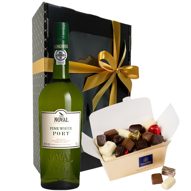 Leonidas 500g chocolates and a bottle of white Port 75cl
