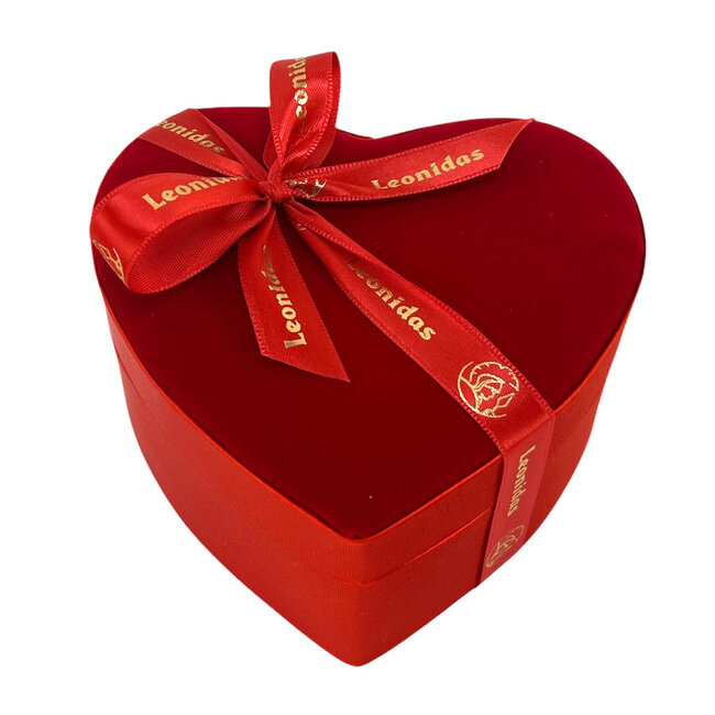 Leonidas Rotes Samtherz mit 2 Schichten Pralinen