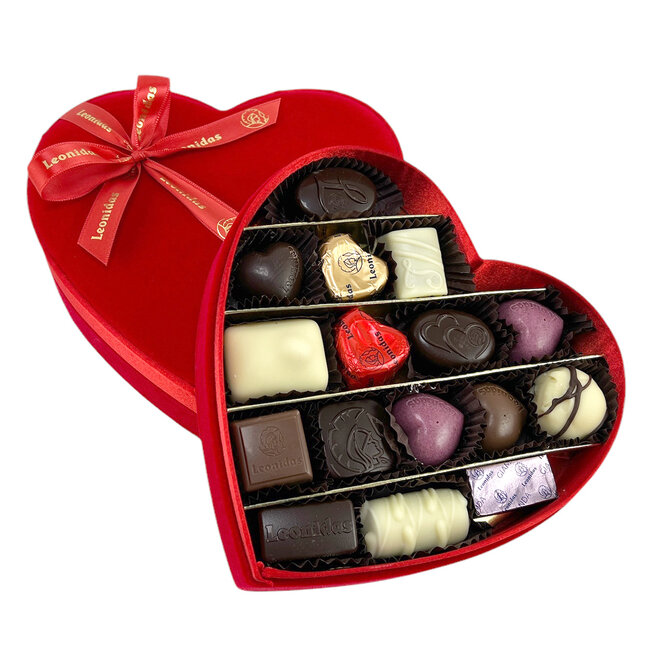 Leonidas Rotes Samtherz (M) mit Pralinen