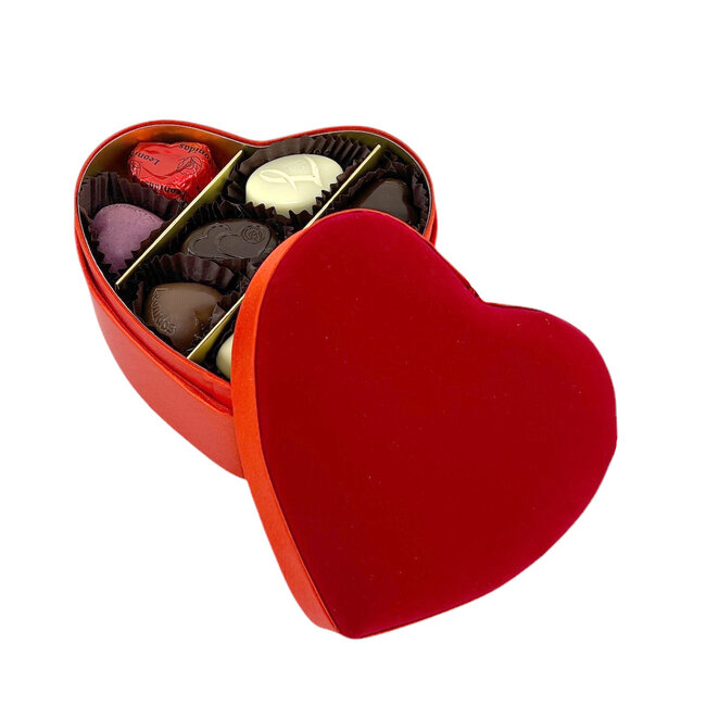 Leonidas Rotes Samtherz mit 2 Schichten Pralinen