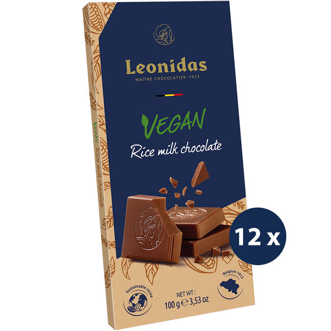 Leonidas Tafelschokolade Reissirup 100g Vegan VORTEILSPACK (12)