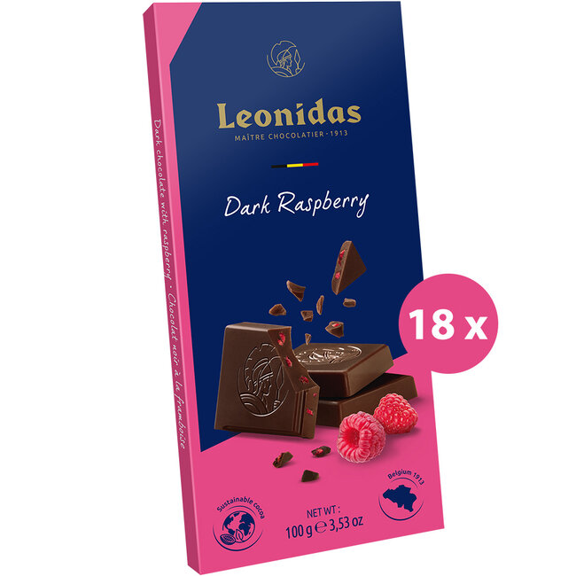 Leonidas Tablet Dark - Raspberry 100g (18 pieces)