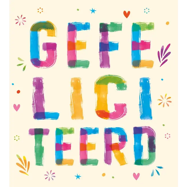 Greeting card 'GEFELICITEERD' (11x12cm)