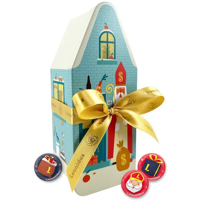 Leonidas Huis Sint (metaal) 500g Sinterklaasballetjes